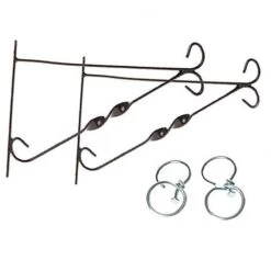 Pair Of 12" Hanging Basket Brackets With Swivel Hooks