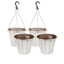 Set Of 4 'Callista' Round Planters And Baskets 25-30cm (10-12in) Vintage Rust