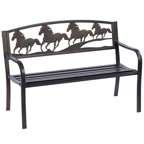 Strong Galloping Horses Garden Bench - Image 2