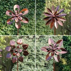 Set Of 4 Flower Wind Spinners