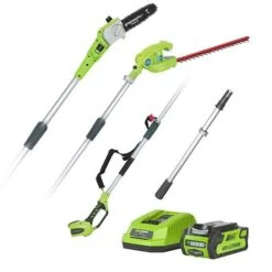 Greenworks 40v Long Reach Hedge Trimmer & Pruner Combo With 2Ah Battery And Charger